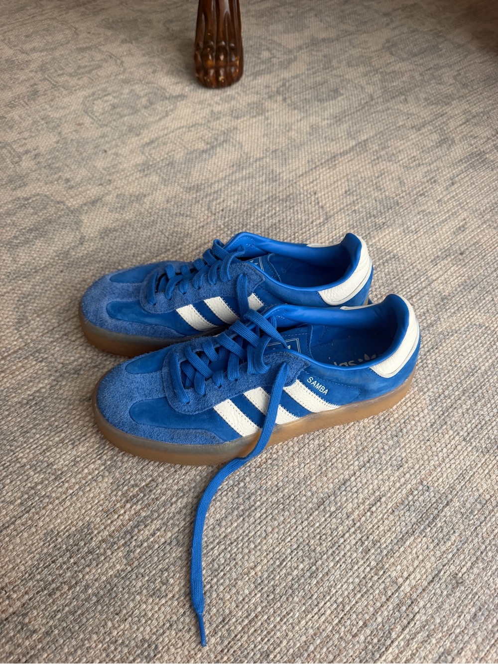 adidas Samba Sneakers - Blue & White with Gum Sole